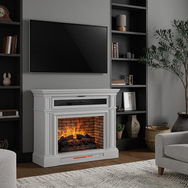 Home Decorators Collection Pinery 47.125 In. Freestanding Electric  Fireplace Tv Stand In Light Gray 1927fm 28 242 – The Home Depot With Most Popular Electric Fireplace Tv Stands (Photo 10 of 15)