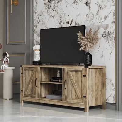 Latest Modern Farmhouse Rustic Tv Stands Regarding Vebreda Modern Farmhouse Tv Stand Rustic Barn Two Door Tv Cabinet For Tvs  Up To 65", Gray Wash – Yahoo Shopping (Photo 13 of 15)