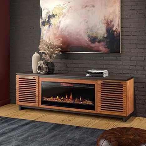 Latest Modern Fireplace Tv Stands In Bridgevine Home Mid Century Modern Fully Assembled Tv Stand With Electric  Fireplace, Tv Stand For 65 Inch Tv In 2023 (Photo 8 of 15)