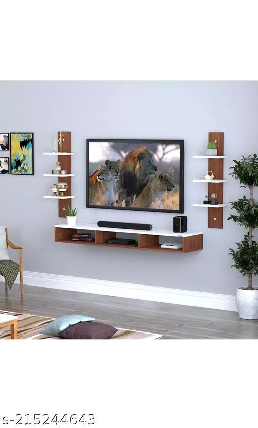 Latest Top Shelf Mount Tv Stands In Wood Wall Mount Tv Unit/tv Stand/wall Set Top Box Stand/tv Entertainment  Unit (walnut/white Brown) (View 2 of 15)