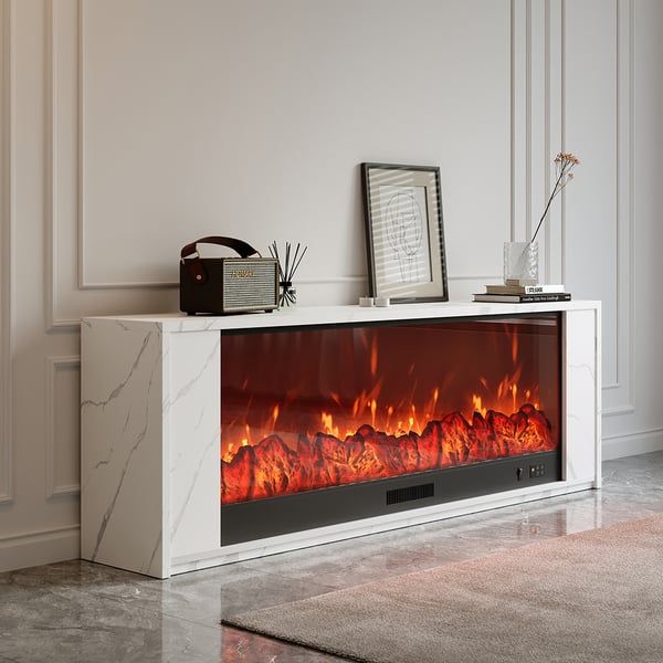 Latest Tv Stands With Electric Fireplace Inside Modern Glass Electric Fireplace Tv Stand With Remote Control Temperature  Adjustable (Photo 11 of 15)