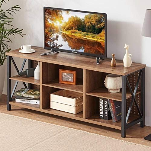 Lvb Rustic Tv Stand, Industrial Entertainment Center For 70 Inch Tv, Long  Wood And Metal Television Stand With Storage, Large Modern Farmhouse Media  Console Tab… (Photo 12 of 15)