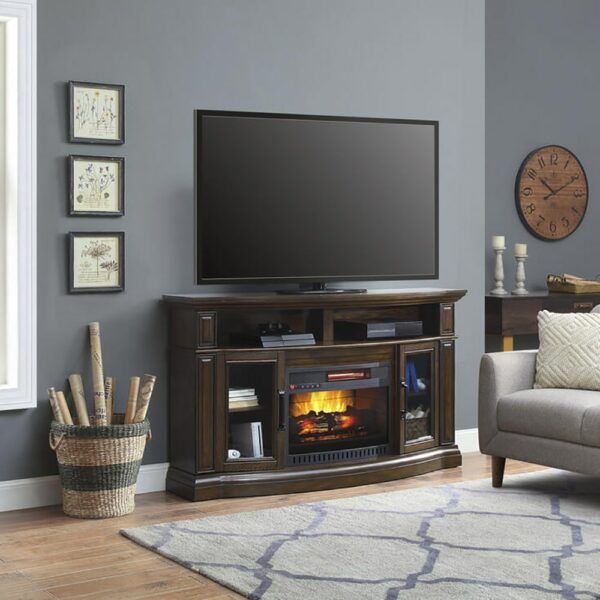Middleton 60in Dark Brown Electric Fireplace Entertainment Center (View 7 of 15)
