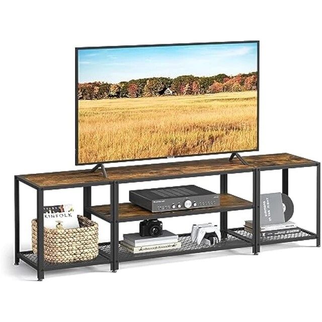 Modern Tv Stand For Tvs Up To 75 Inches, 3 Tier Entertainment Center,  Industrial Tv Console Table With Open Storage Shelves – Aliexpress Regarding Most Up To Date Tier Stands For Tvs (Photo 9 of 15)