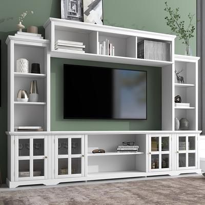 Most Current Entertainment Units With Bridge For Entertainment Wall Unit With Bridge, Tv Console Table For Tvs Up To 70",  Multifunctional Tv Stand With Tempered Glass Door – Yahoo Shopping (View 6 of 15)