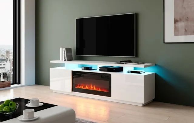 Most Current Wide Entertainment Centers In Bmf Eva Tv Stand 180cm Wide With Electric Fireplace – £ (View 15 of 15)