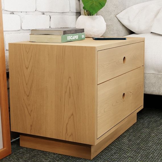 Most Popular Freestanding Tables With Drawers Throughout Maple Nightstand With Soft Close Drawers, Freestanding – Etsy (View 10 of 15)