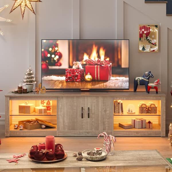 Most Recent Bestier Tv Stand For Tvs Up To 75" Within Bestier 70 In. Wash White Tv Stand Fits Tv's Up To 75 In. Led Entertainment  Center With Adjustable Shelves And Cabinet T108i Wsw – The Home Depot (Photo 11 of 15)