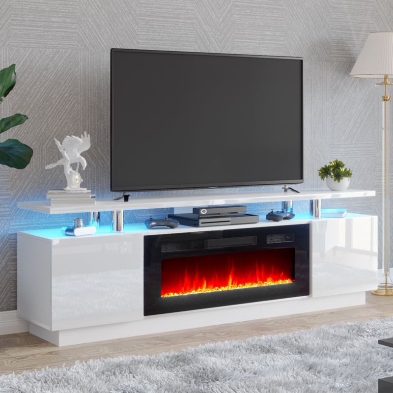 Most Recent White Tv Stands Entertainment Center Within White Modern Tv Stand – Foter (View 5 of 15)