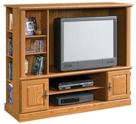 Most Recent Wide Entertainment Centers With Orchard Hills 37 1/2" Wide Entertainment Center With Side Storage Carolina  Oak – Sauder Furniture – 401476 – Flat Panel Tv Stand, Flat Screen Tv Stands (Photo 5 of 15)