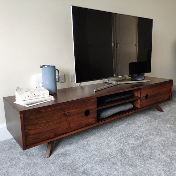 Most Recently Released Wide Entertainment Centers With Regard To Wide Tv Stand/media Unit. Solid Wood. Large Storage Cabinet. Low Tv  Table/long Media Console. Mid Century Retro Scandi (View 14 of 15)