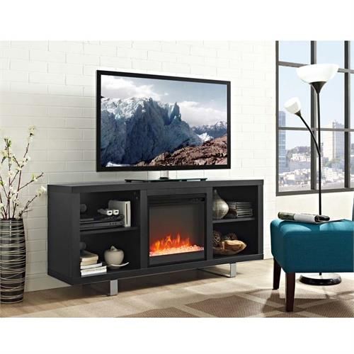 Newest Modern Fireplace Tv Stands Pertaining To Walker Edison Simple Modern Fireplace Tv Stand (black) W58fp18smsb (View 10 of 15)