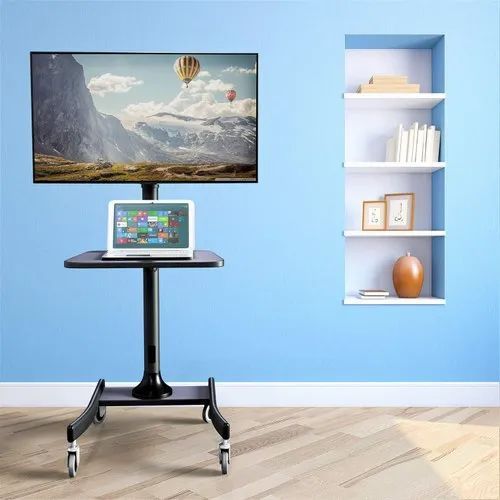 Newest Modern Rolling Tv Stands Intended For Vct11 Mobile Tv Stand With Mount Rolling Tv Cart For 27 To 55 Inches Screens (Photo 8 of 15)