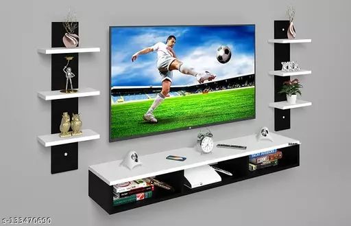 Ooden Wall Mounted Tv Unit, Tv Cabinet For Wall, Tv Stand For Wall, Tv  Stand Unit Wall Shelf For Living Room, Set Top Box Stand (large Shelves)wall  Mounted Tv Unit For Tv Upto 42 Inches Regarding Latest Top Shelf Mount Tv Stands (View 3 of 15)
