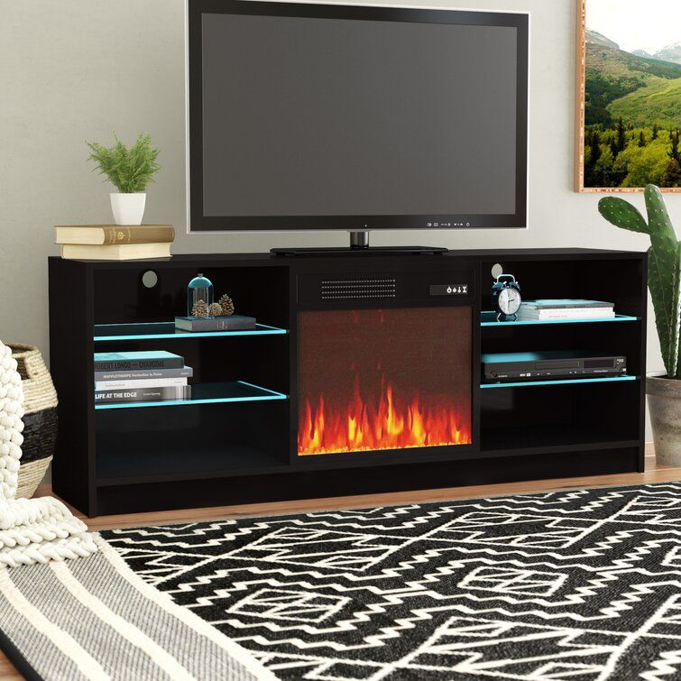 Orren Ellis Wrightson Tv Stand For Tvs Up To 65" With Electric Fireplace  Included & Reviews (Photo 15 of 15)