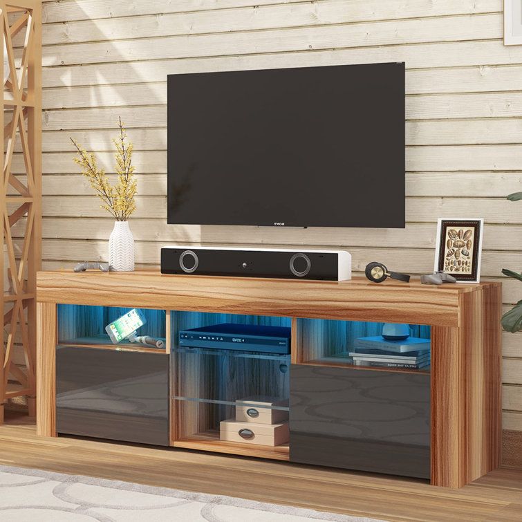Popular Black Rgb Entertainment Centers In Wrought Studio Catlynn 57"led Tv Stand Television Stands For 55/65" Modern Entertainment  Center With Rgb Led Lights & Reviews (Photo 5 of 15)