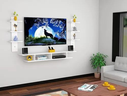 Popular Top Shelf Mount Tv Stands Within Das Engineered Wood White Wall Mount Entertainment Tv Unit, For Living  Room, Above 40 Inch Screen (View 5 of 15)