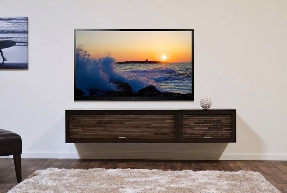 Popular Wall Mounted Floating Tv Stands Pertaining To Modern Tv Stand Wall Mounted Floating Entertainment Center Console Eco Geo  2 Piece Espresso – Etsy Canada (View 14 of 15)