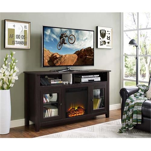 Popular Wood Highboy Fireplace Tv Stands Regarding Walker Edison Highboy Fireplace Tv Stand For 60 Inch Screens Espresso  W58fp18hbes (Photo 2 of 15)