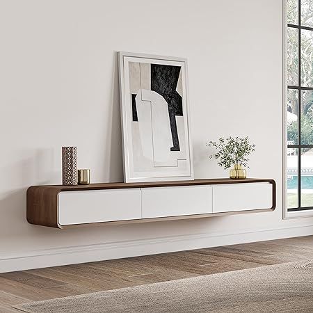 Povison Minimalist Floating Tv Stand, Modern Wall Mounted Entertainment  Center (View 11 of 15)