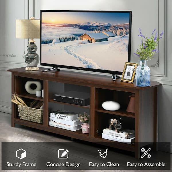 Preferred Cafe Tv Stands With Storage Within Forclover 58 In. Coffee Tv Stand Fits Tv's Up To 65 In. With A Removable  Shelf Sy 3665w60cf – The Home Depot (Photo 1 of 15)