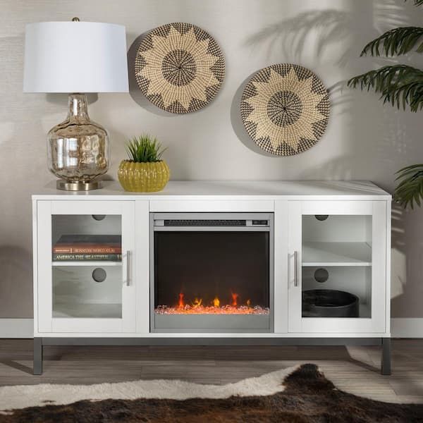 Preferred Modern Fireplace Tv Stands In Walker Edison Furniture Company 52 In. Modern Fireplace Tv Stand – White  Hd52fp18avwh – The Home Depot (Photo 4 of 15)