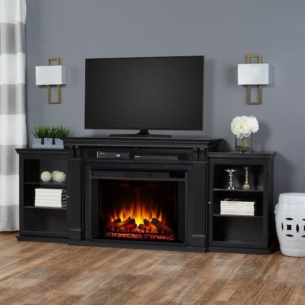 Real Flame Tracey Grand 84 In. Electric Fireplace Tv Stand Entertainment  Center In Black 8720e Blk – The Home Depot With Regard To Well Known Electric Fireplace Entertainment Centers (Photo 12 of 15)