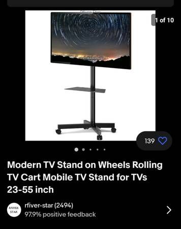 Recent Modern Rolling Tv Stands Throughout Modern Tv Stand On Wheels Rolling Tv Cart Mobile Tv Stand For Tvs 23 55  Inch – Electronics  Owner – Sale – (Photo 12 of 15)