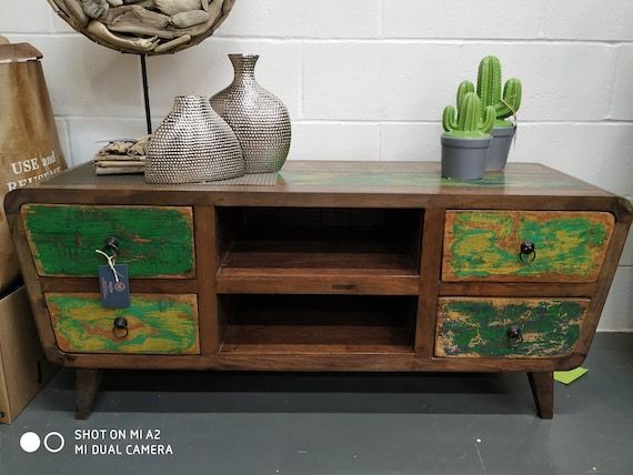 Reclaimed Boat Wood Tv Entertainment Stand, Tv Unit, Tv Cabinet, Tv Console,  Tv Bench, Accent Cabinet, Sideboard, Storage Cabinet Unique – Etsy Intended For Trendy Dual Use Storage Cabinet Tv Stands (Photo 10 of 15)