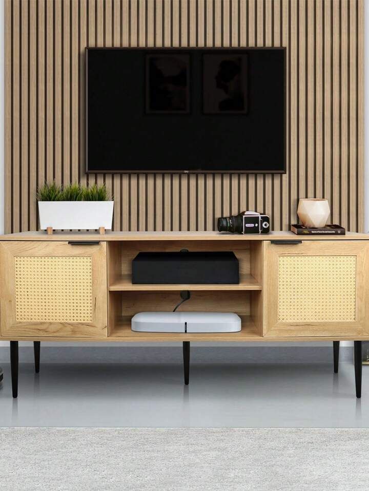 Shein Usa Inside Favorite Tv Stands With 2 Doors And 2 Open Shelves (View 15 of 15)