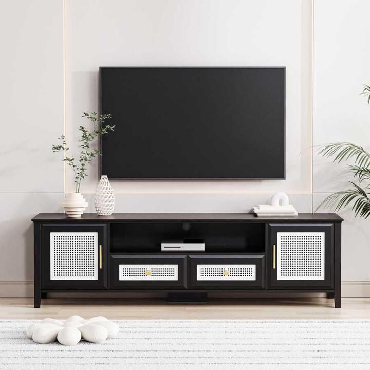 Shein Usa Within Well Known Farmhouse Rattan Tv Stands (View 8 of 15)