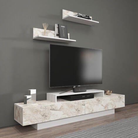 Trendy Modern Stands With Shelves Pertaining To Decorotika Lusi 180 Cm Wide Modern Tv Unit With Shelves Tv Cabinet With Two  Doorstv Stand (View 11 of 15)