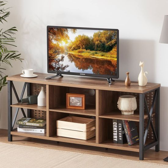 Tv Stand For 65 Inch Tv, Mid Century Modern Entertainment Center For Living  Room Bedroom, Industrial Farmhouse Wood And Metal Media Tv Console With  Storage Shel – China Tv Stand Small Space, Throughout Trendy Mid Century Entertainment Centers (View 15 of 15)