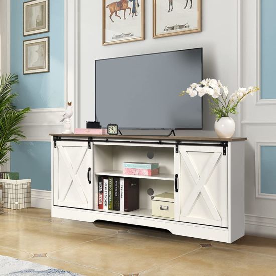 Tv Stand For 65+ Inch Tv, White Entertainment Center Barn Door Television  Stands For 75 Inch Tv, White Farmhouse Tv Stand For 65 Inch Tv – China Tv  Stand, Television Stands (Photo 13 of 15)