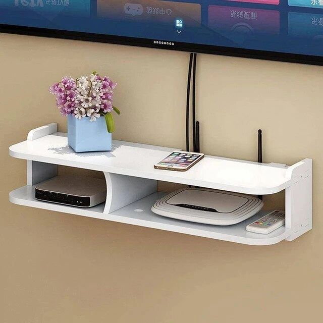 Tv Wall Set Top Box Punch Free Wall Mount Tv Box Router Shelf Mini Pc Dvd  Player Stand Rack Computer Monitor Desktop Storage Box – Aliexpress In Fashionable Top Shelf Mount Tv Stands (Photo 11 of 15)