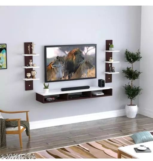 Wall Mount Tv Unit/tv Stand/wall Set Top Box Stand/tv Cabinet/tv  Entertainment Unit (wenge/white) In Well Known Top Shelf Mount Tv Stands (View 9 of 15)