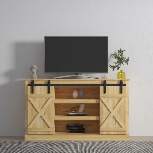 Well Known Farmhouse Stands For Tvs With Regard To Dropship Farmhouse Sliding Barn Door Tv Stand For Tv Up To 65 Inch Flat  Screen Media Console Table Storage Cabinet Wood Entertainment Center Sturdy  Ranch Rustic Style To Sell Online At A (View 14 of 15)