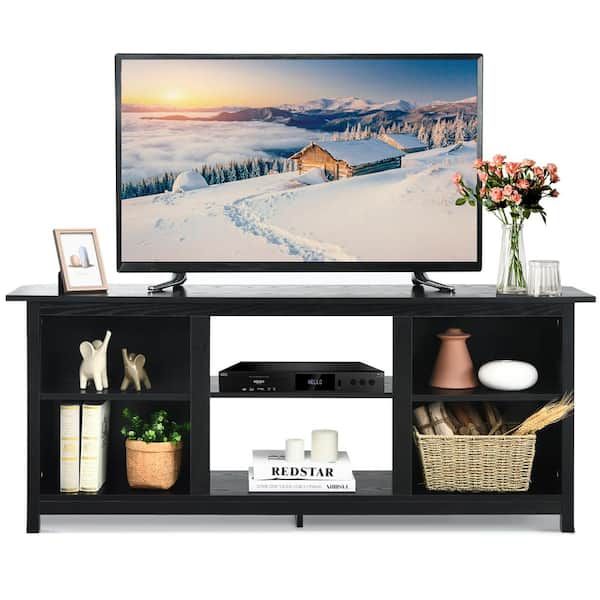Well Liked Tier Stands For Tvs In Costway Black 2 Tier Tv Stand 58 In. Entertainment Media Console Center Up  To 65 In (View 2 of 15)