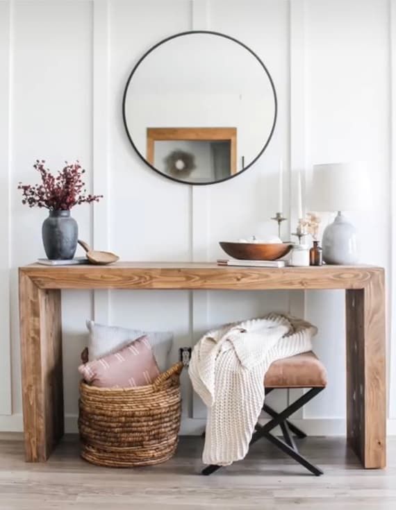 West Elm Inspired Console Table, Real Wood, Entryway Table – Etsy Inside Latest Asymmetrical Console Table Book Stands (View 10 of 15)