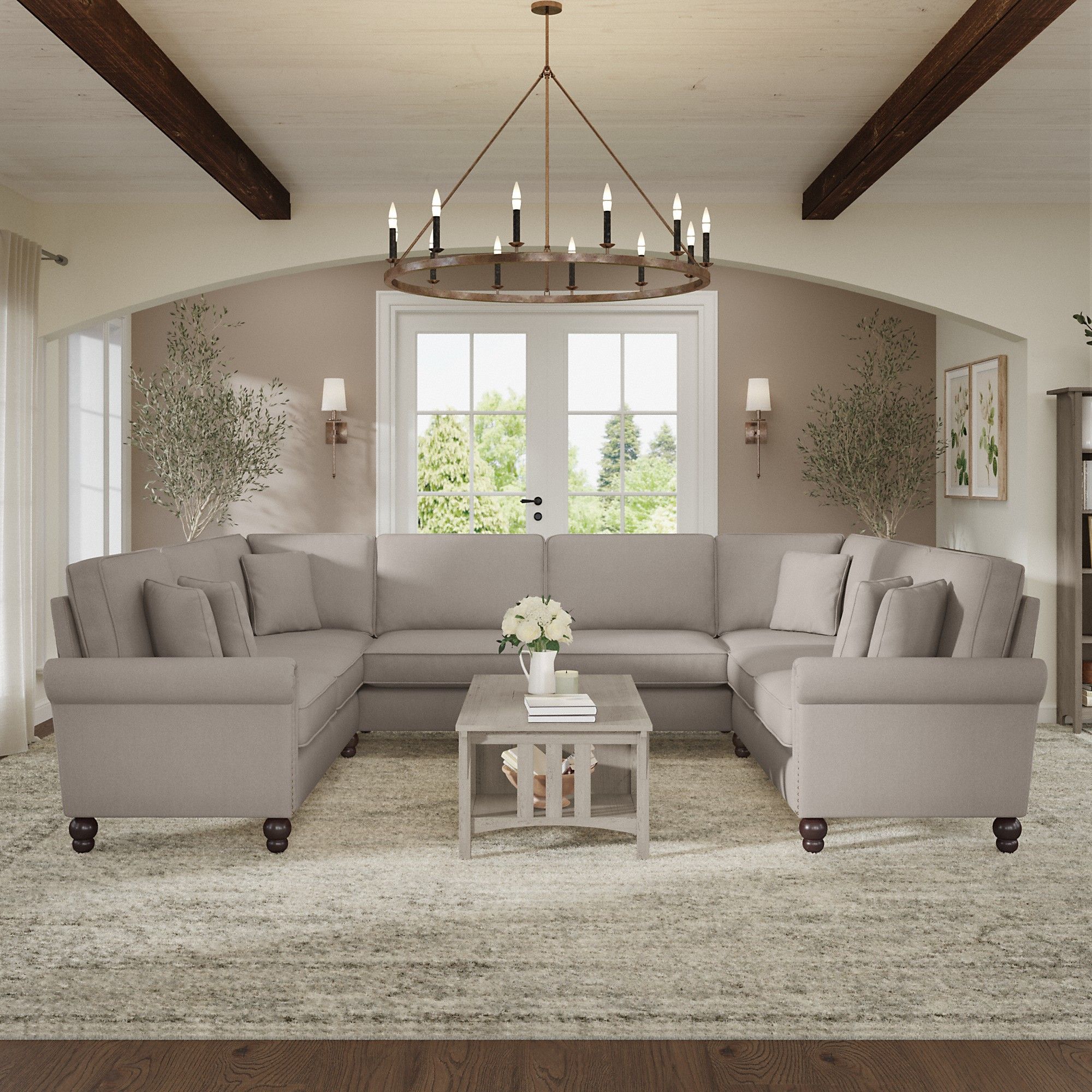 125w U Shaped Symmetrical Sectional In Beigebush Intended For U Shaped Couches In Beige (View 6 of 15)