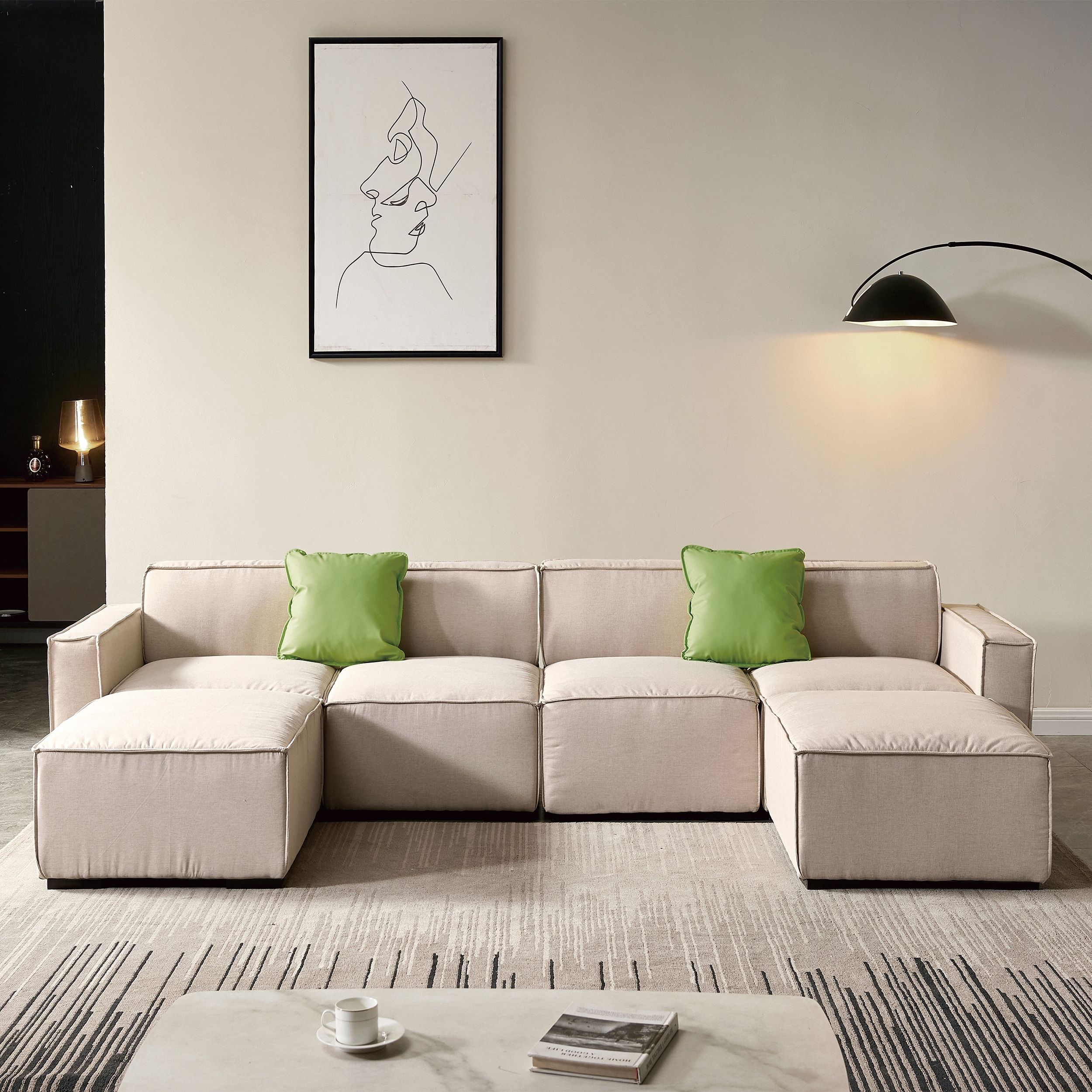 131" Convertible Modular Sectional Sofa Sets Modern U Shaped Sectional Couch  With Removable Ottomans For Living Room – Bed Bath & Beyond – 38149280 Throughout Modern U Shaped Sectional Couch Sets (Photo 10 of 15)
