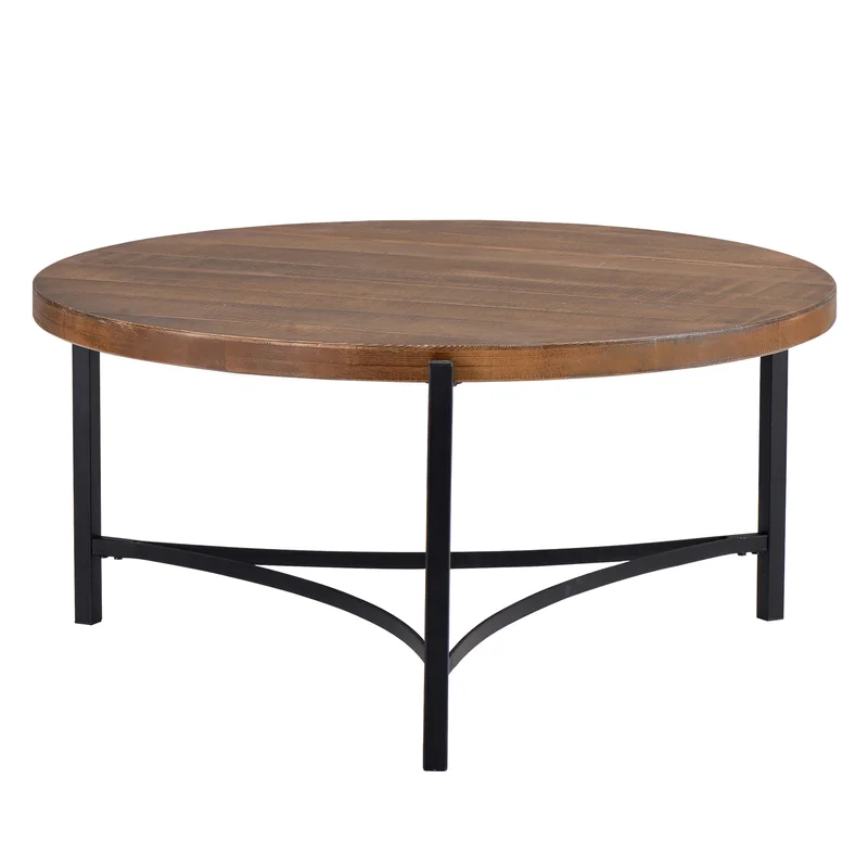 17 Stories Industrial Style 35.4 Inch Round Coffee Table Metal Frame Intended For Round Coffee Tables With Steel Frames (Photo 13 of 15)
