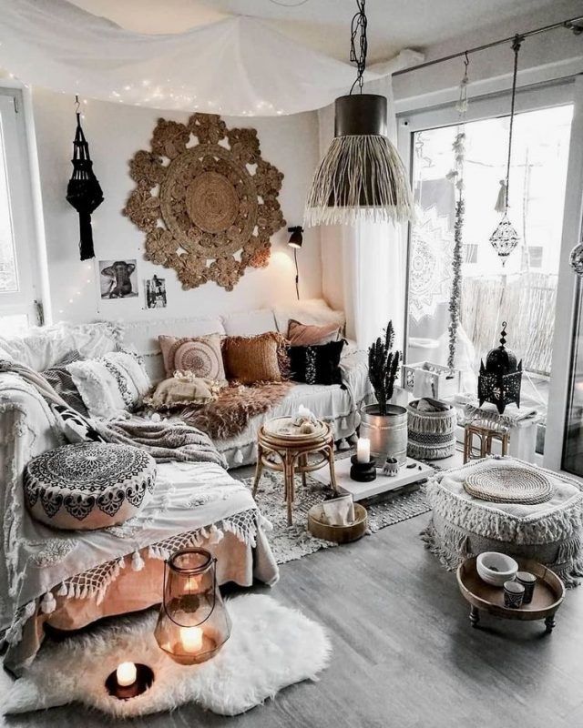 19 Super Cozy Boho Living Room Ideas You'll Love – Her Blissful Life Pertaining To Cozy Castle Boho Living Room Tables (Photo 15 of 15)