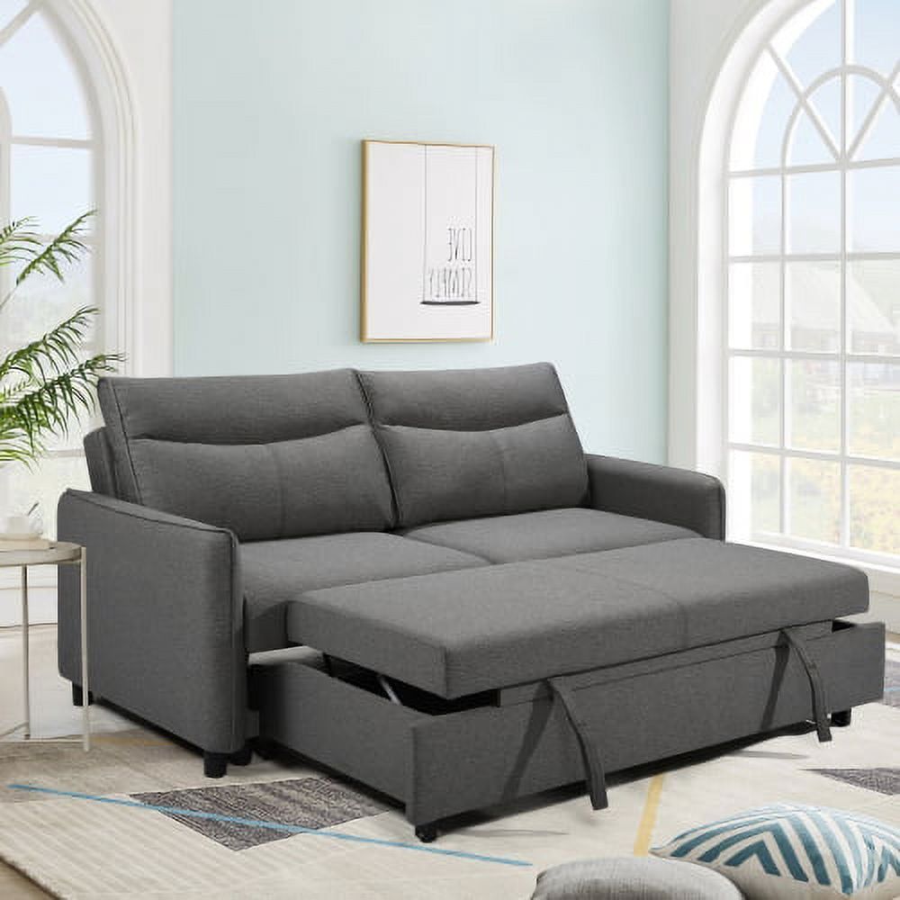 3 In 1 Queen Convertible Sofa Bed, 75" Sleeper Sofa, Futon Sofa Couch With Pullout  Bed & 3 Angle Adjustable Backrest,velvet Upholstered Loveseat Lounge Sofa,  For Living Room Guestroom Office, Gray – Walmart With 3 In 1 Gray Pull Out Sleeper Sofas (View 11 of 15)
