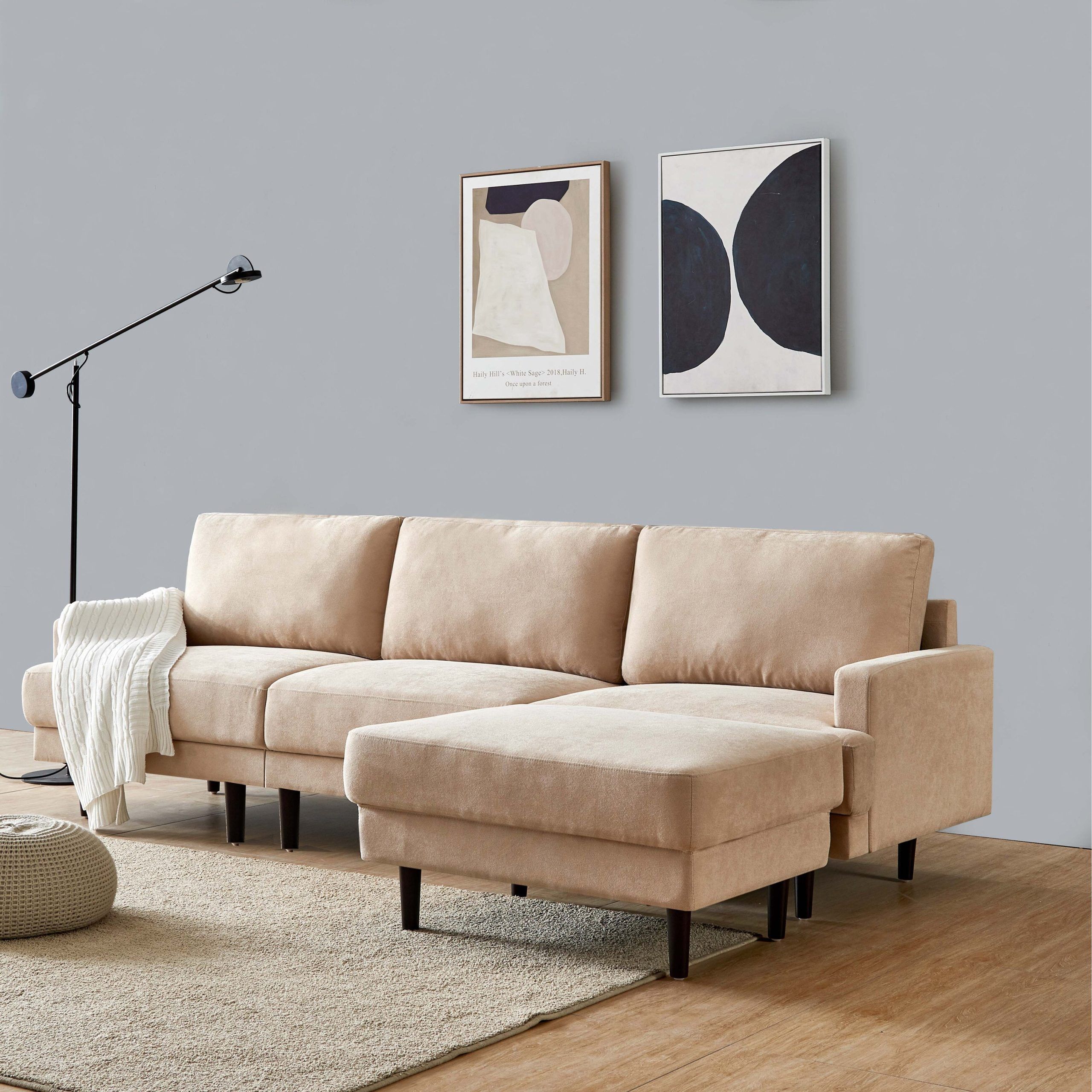 3 Seater Sofas Modern L Shape Fabric Polyester Padded Sofa With Ottoman –  On Sale – Bed Bath & Beyond – 36800064 For Modern 3 Seater Sofas (View 10 of 15)