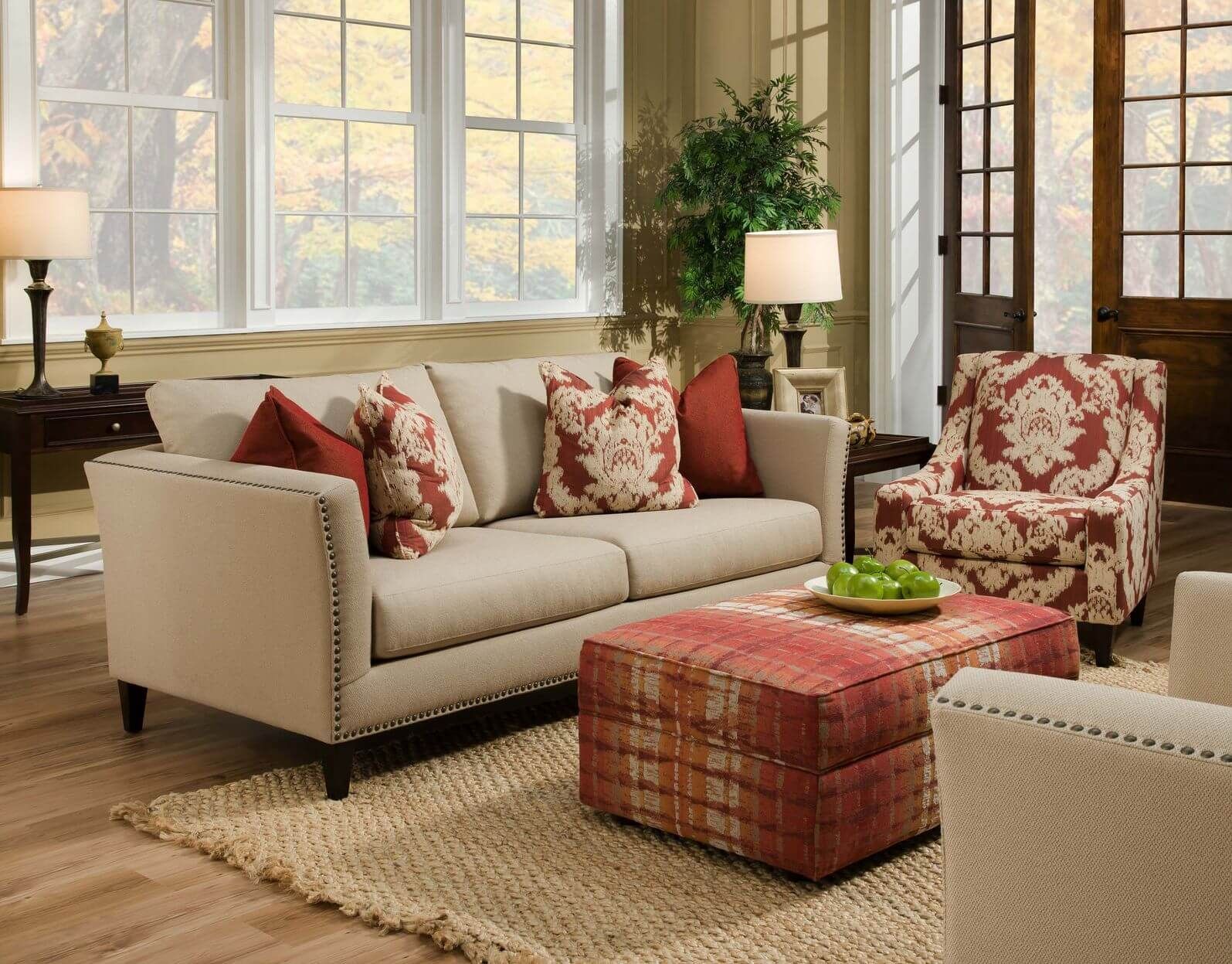 50 Beautiful Living Rooms With Ottoman Coffee Tables | Brown Couch Living  Room, Tan Couch Living Room, Living Room Colors Throughout Sofas With Ottomans In Brown (Photo 1 of 15)