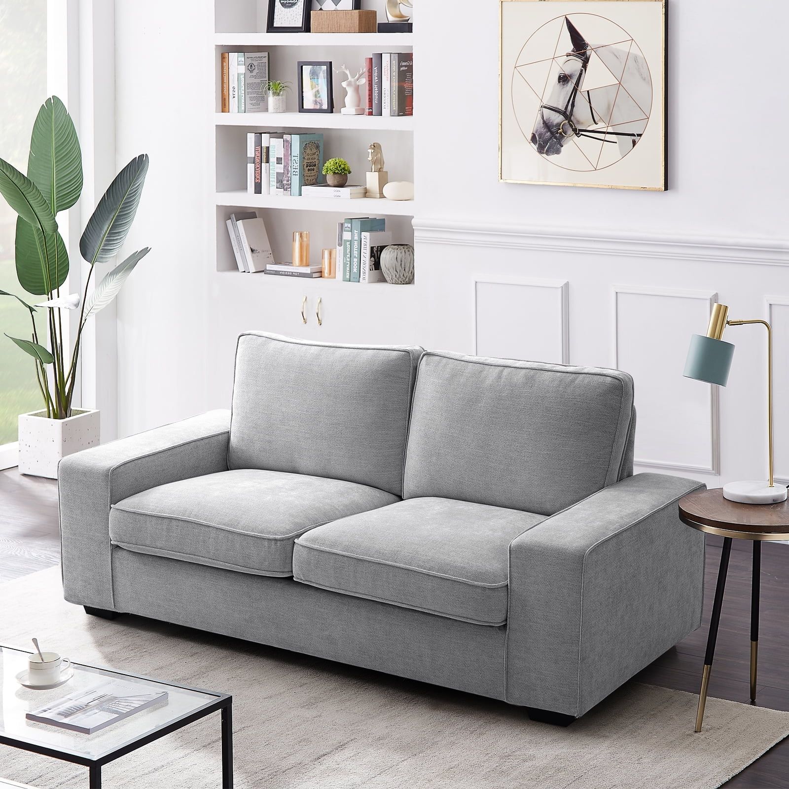 71.25" Modern Loveseat Sofa With Solid Wood Frame, Living Room Chair,  Chenille Couches For Small Spaces, Removable Back Cushion And Easy,  Tool Free Assembly (light Grey) – Walmart With Modern Light Grey Loveseat Sofas (Photo 1 of 15)