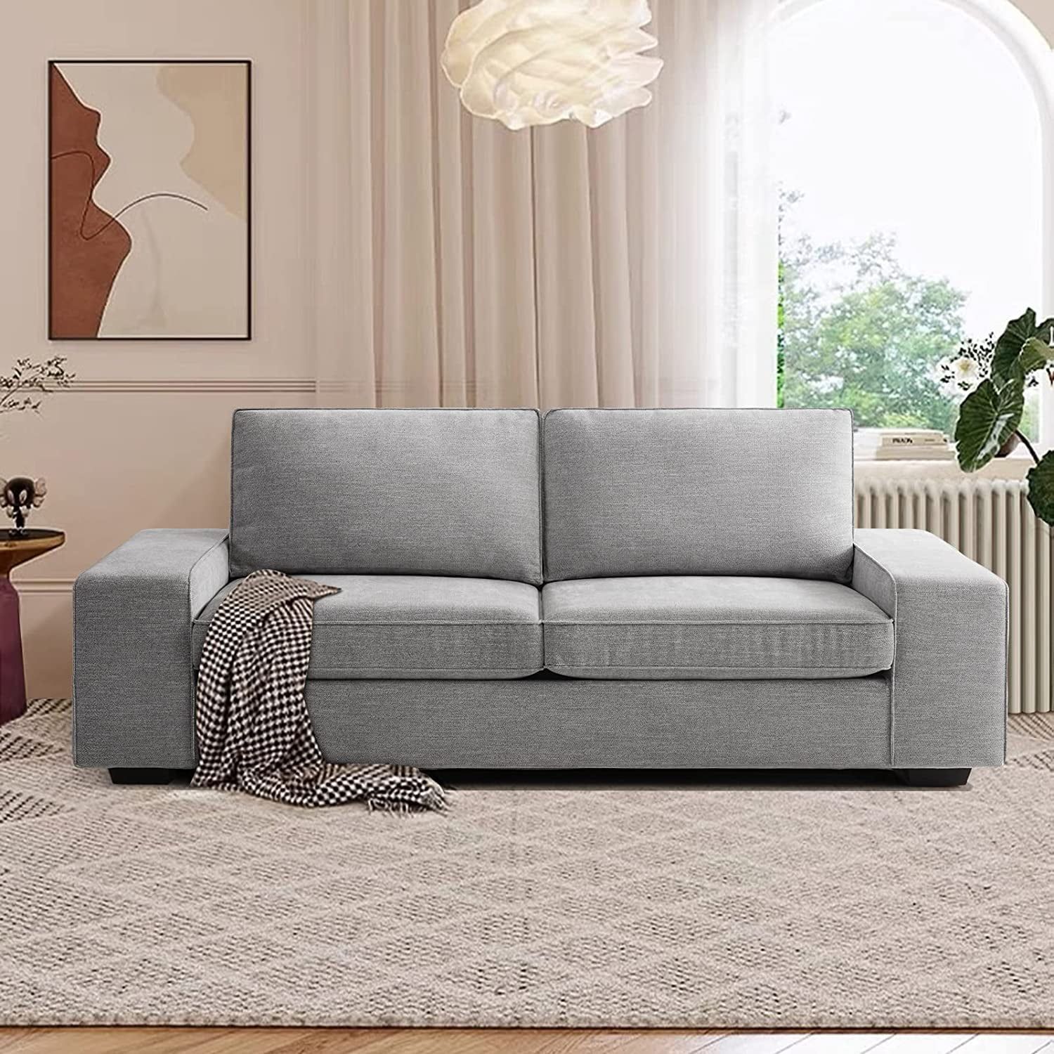 88.58" Modern Loveseat Sofas Living Room,couches Love Seat With Wood Frame  For Bedroom, Office, Apartment, Dorm, Studio /easy, Tool Free Assembly（light  Grey） – Walmart In Modern Light Grey Loveseat Sofas (Photo 9 of 15)