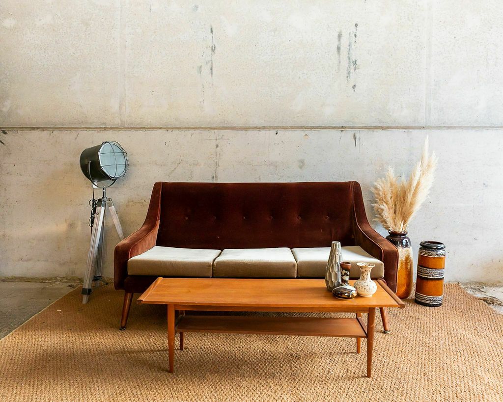 A Velvet Mid Century Brown 3 Seater Velvet Sofa Settee Daybed (View 15 of 15)