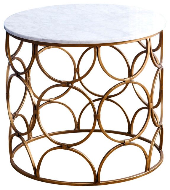 Abbyson Living Roland Round Faux Marble Coffee Table, Gold Within Modern Round Faux Marble Coffee Tables (View 10 of 15)